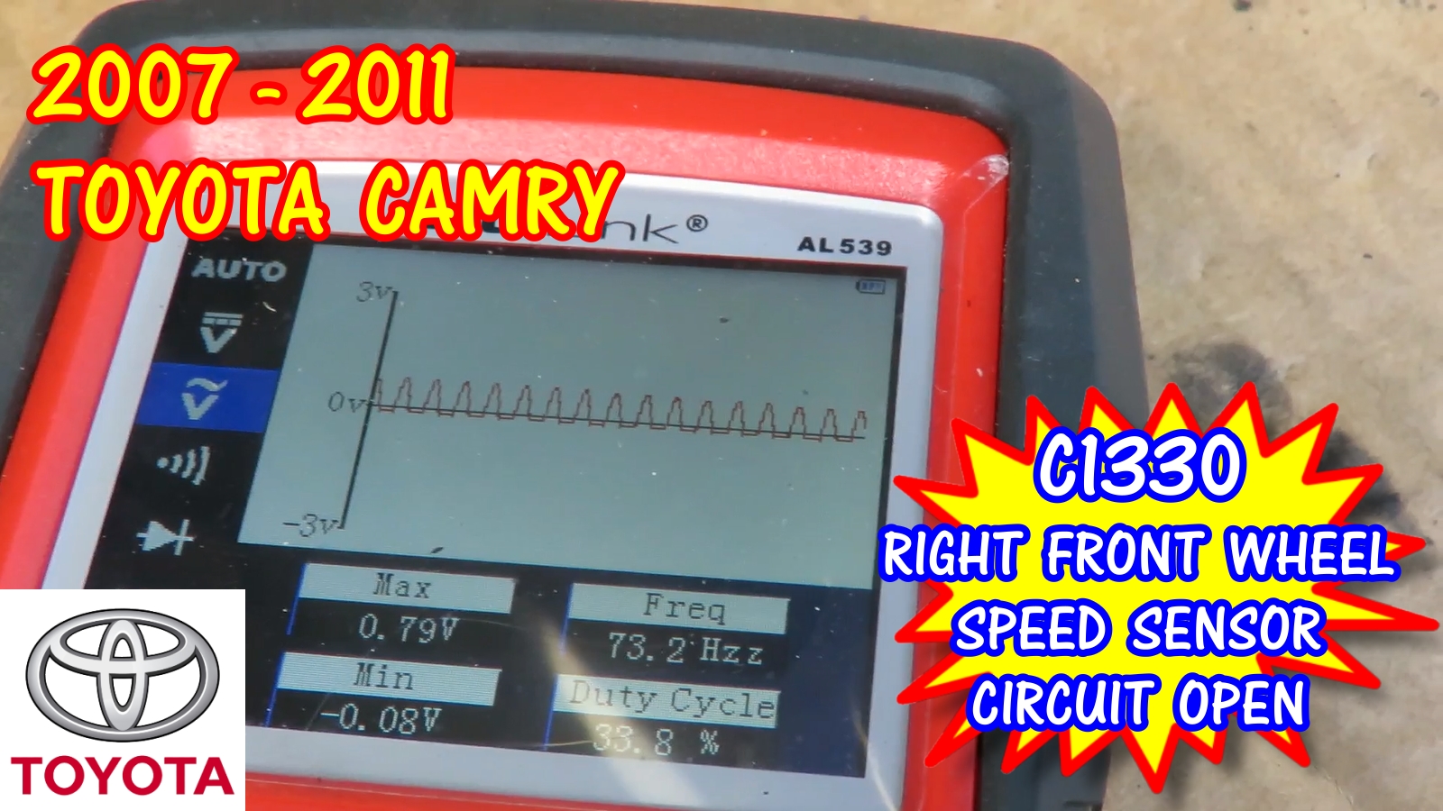 Toyota Camry Avalon C1330 Right Front Speed Sensor Circuit Open