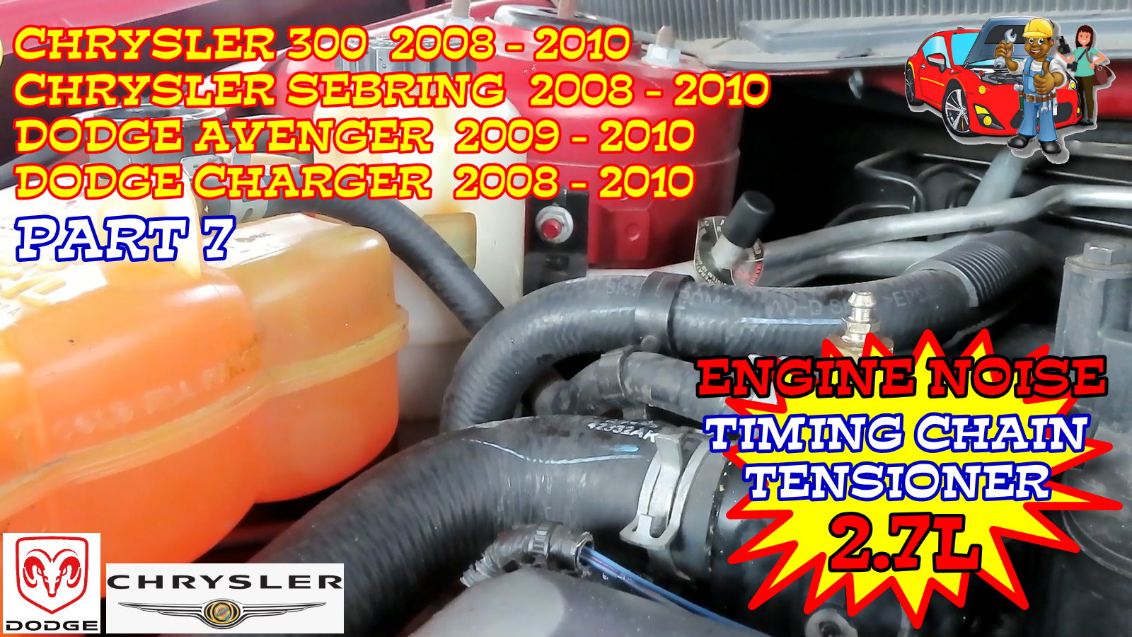 Chrysler Sebring 300 Dodge Avenger Charger Timing Cover Timing Chain Tensioner Replacement - Part 7