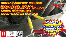 Isuzu Rodeo Sport Trooper Honda Passport P0502 Vehicle Speed Sensor A Circuit Low